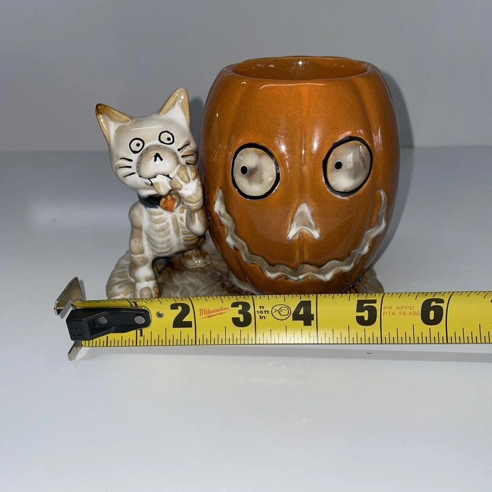 Yankee Votive Candle Holder Boney Cat Kitten Skeleton Halloween Decor Pumpkin C2